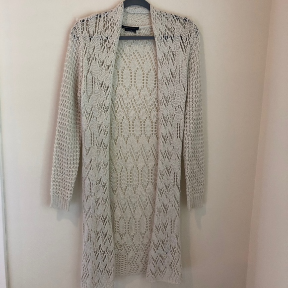 BCBGMAXAZRIA cream crochet duster, size M - Picture 1 of 5